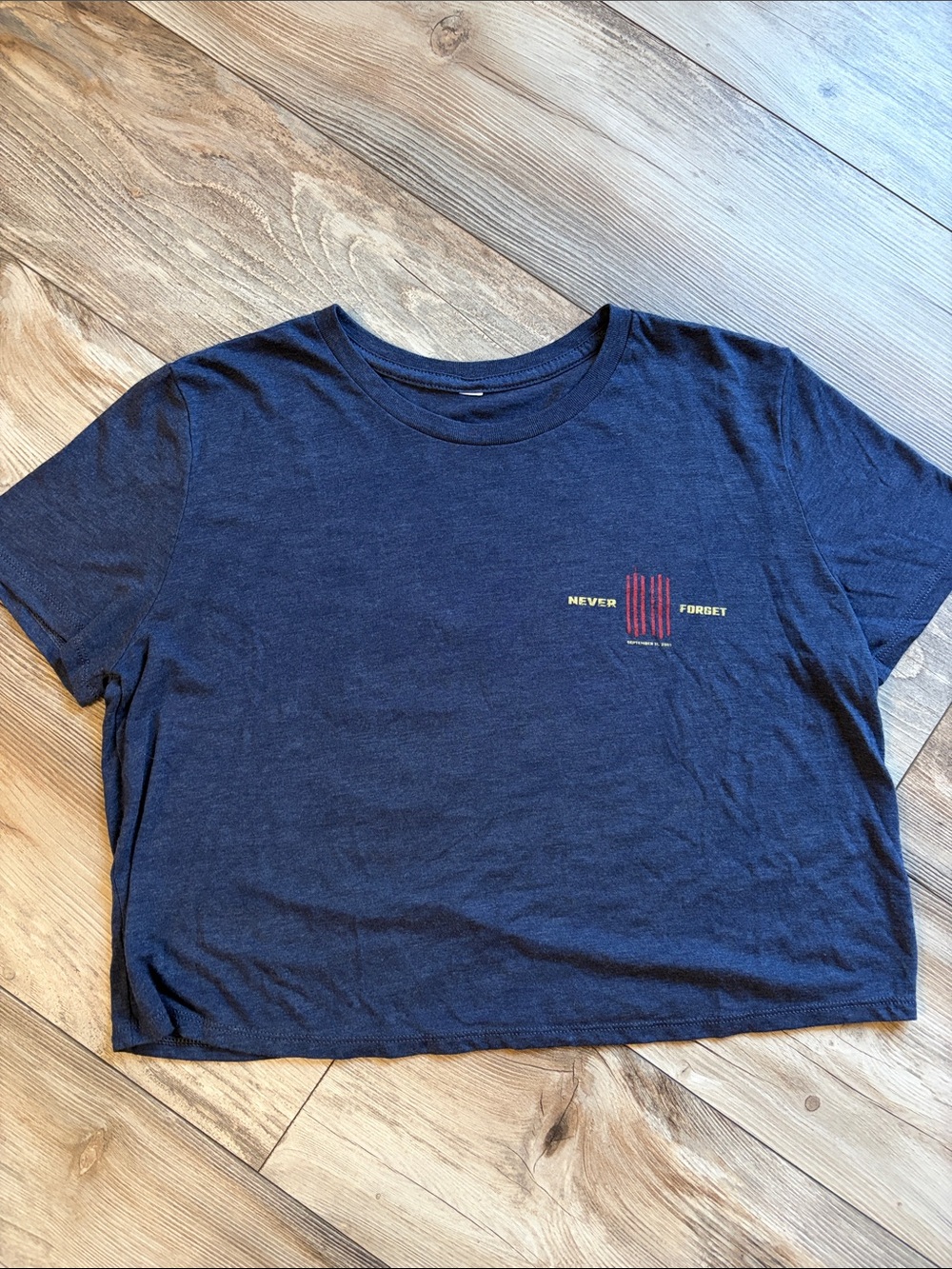 Born Primitive 9/11 Navy Crop Top with Small Red Graphic